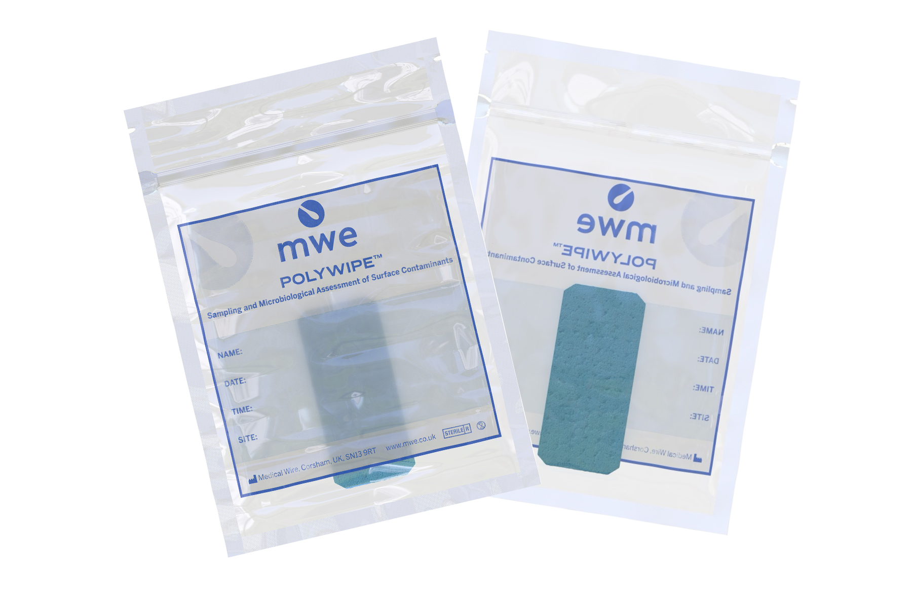 Blue POLYWIPE™ sponge swab in Stomacher Bag