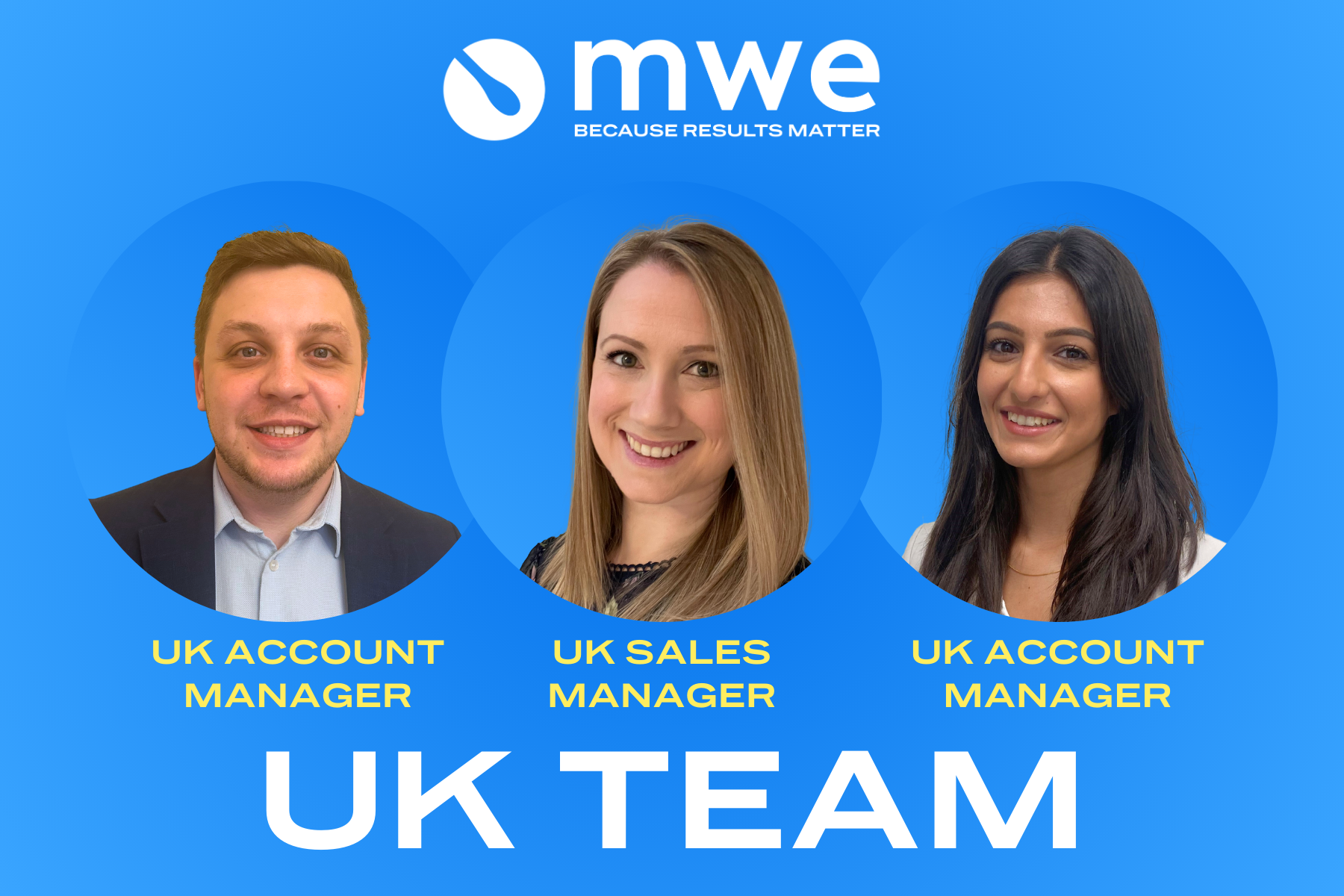 MWE's UK Team of Account Managers. Tom, Sophie and Katerina