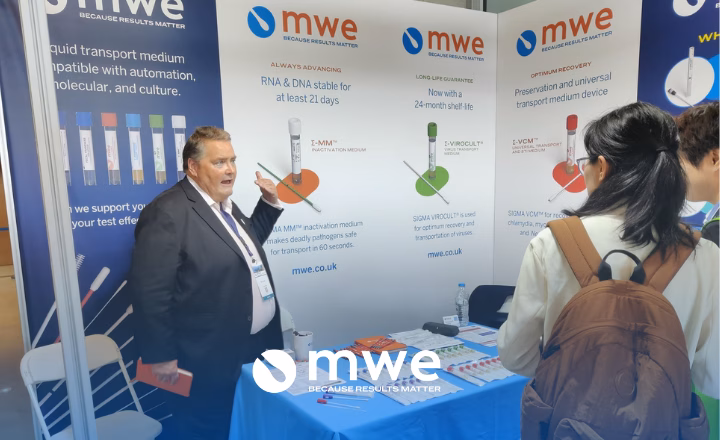Richard Seuke, Export Sales Director at ESCV 2025 showcasing SIGMA Range products, SIGMA MM, SIGMA VIROCULT, SIGMA VCM for virology and pandemic-preparedness